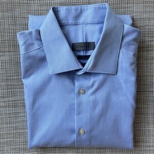 Calvin Klein Men's Light Blue Pinstripe Dress Shirt